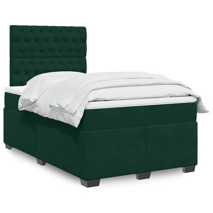 Giroletto a Molle con Materasso Verde Scuro 120x200 cm Velluto