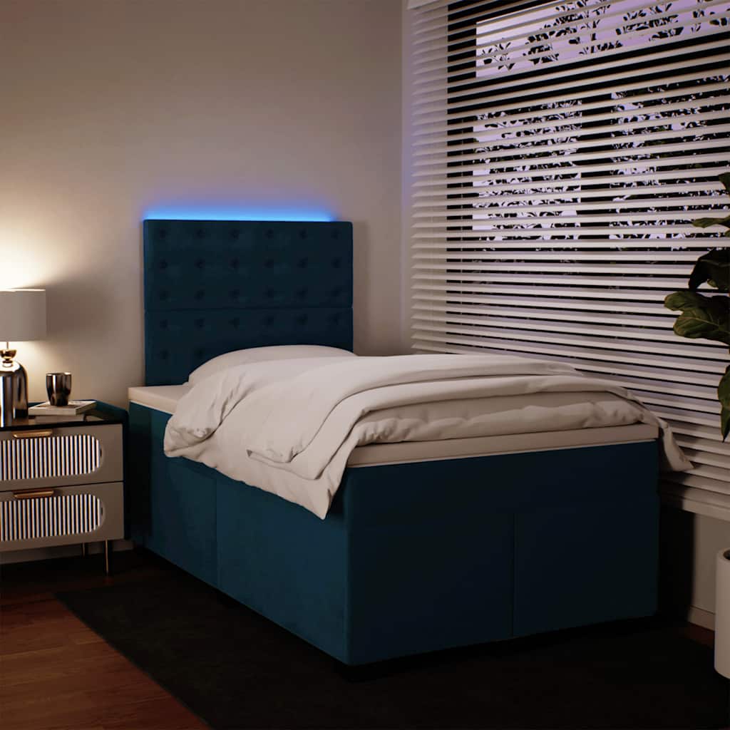 Giroletto a Molle con Materasso Blu 120x200 cm in Velluto