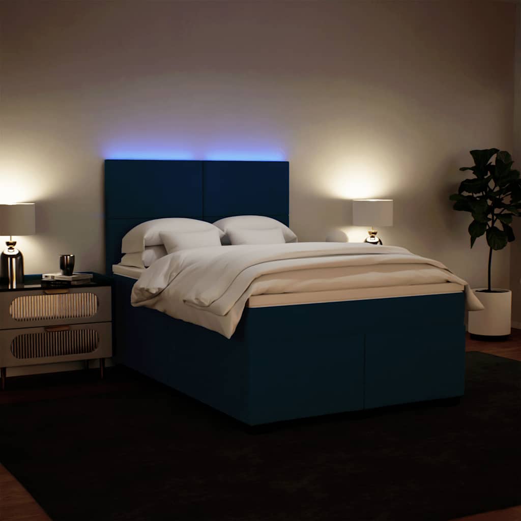 Giroletto a Molle con Materasso Blu 140x190 cm in Velluto