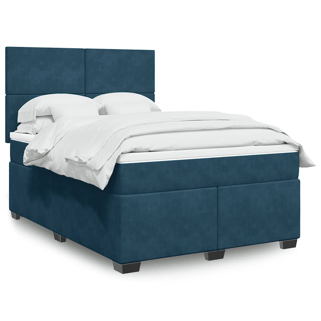 Giroletto a Molle con Materasso Blu 140x190 cm in Velluto