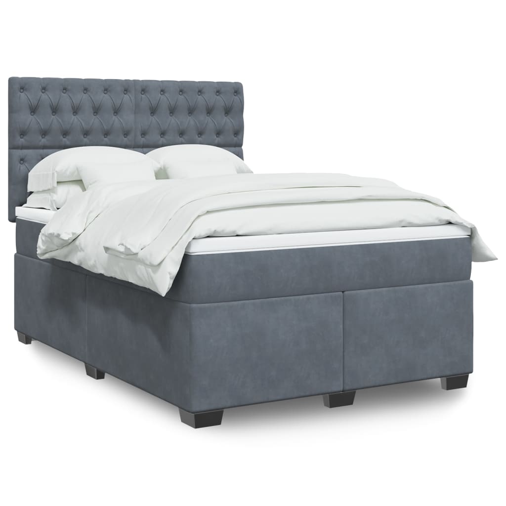 Giroletto a Molle con Materasso Grigio Scuro 140x190 cm Velluto
