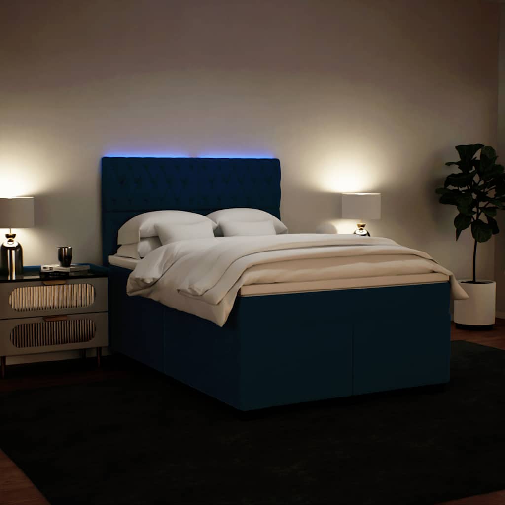 Giroletto a Molle con Materasso Blu 140x190 cm in Velluto