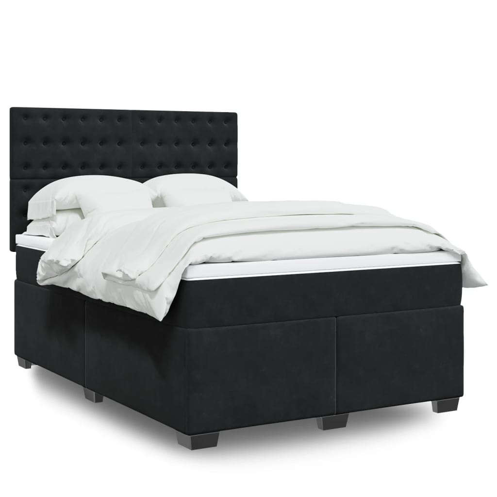 Giroletto a Molle con Materasso Nero 140x190 cm in Velluto