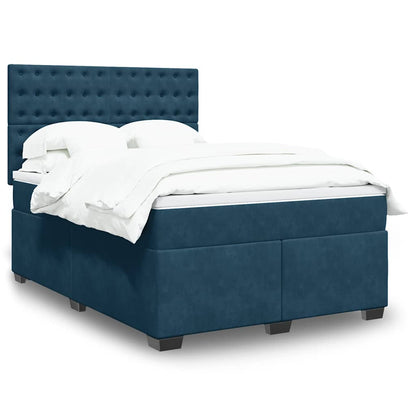 Giroletto a Molle con Materasso Blu 140x190 cm in Velluto