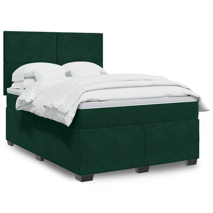 Giroletto a Molle con Materasso Verde Scuro 140x200 cm Velluto