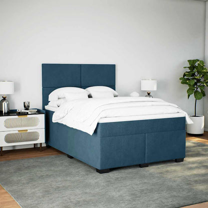 Giroletto a Molle con Materasso Blu 140x200 cm in Velluto
