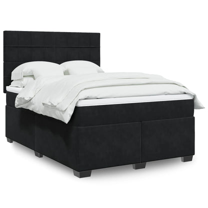 Giroletto a Molle con Materasso Nero 140x200 cm in Velluto