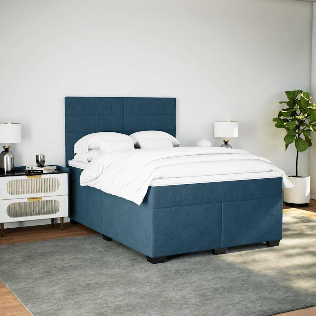 Giroletto a Molle con Materasso Blu 140x200 cm in Velluto