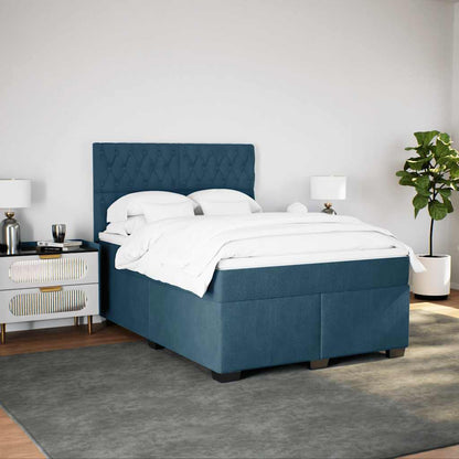 Giroletto a Molle con Materasso Blu 140x200 cm in Velluto