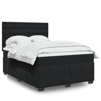 Giroletto a Molle con Materasso Nero 140x200 cm in Velluto
