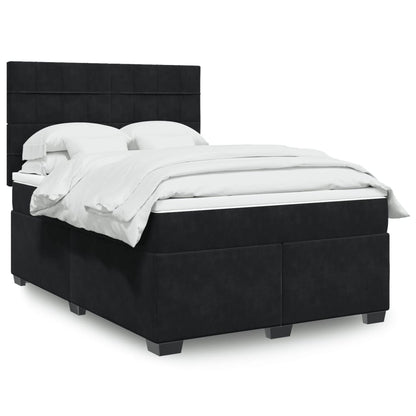 Giroletto a Molle con Materasso Nero 160x200 cm in Velluto