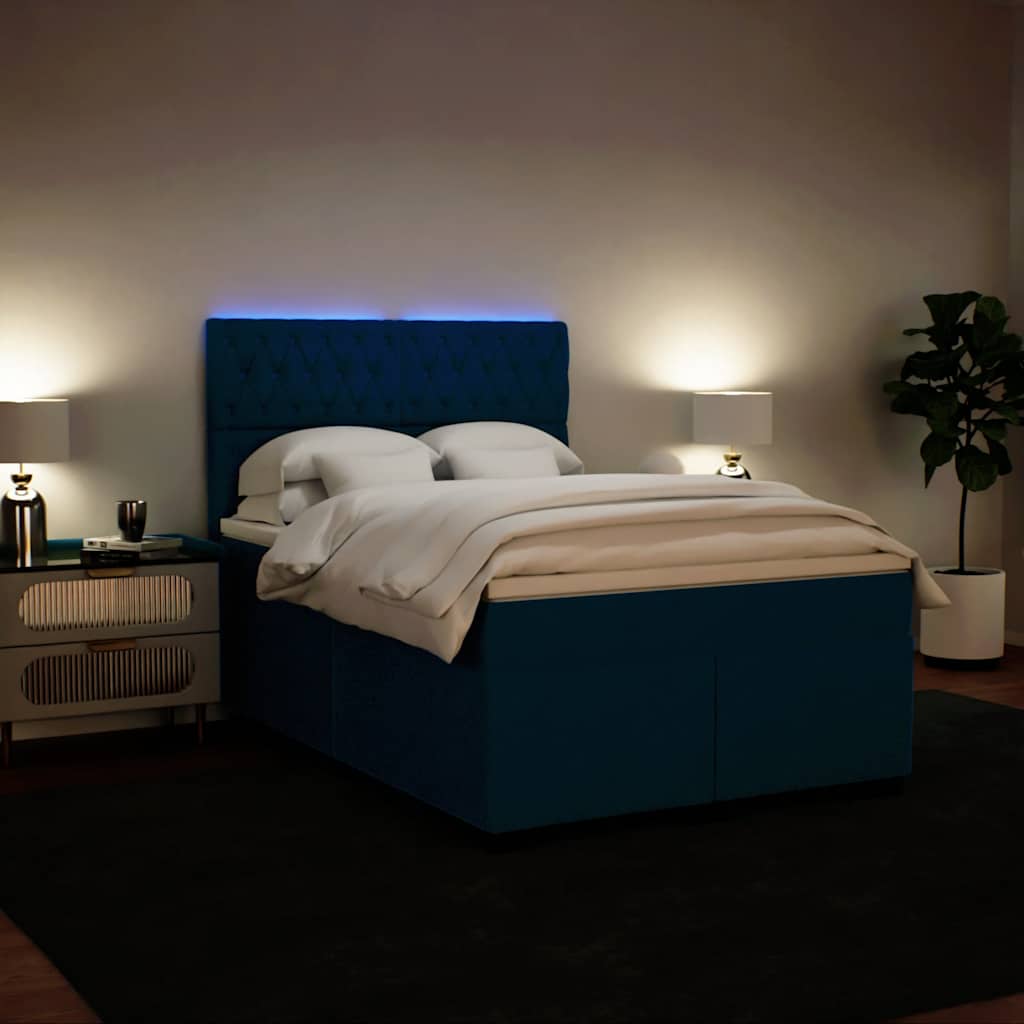 Giroletto a Molle con Materasso Blu 160x200 cm in Velluto