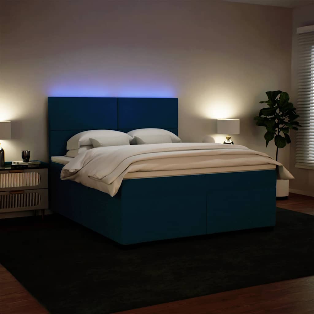 Giroletto a Molle con Materasso Blu 180x200 cm in Velluto