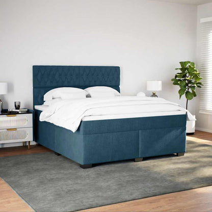Giroletto a Molle con Materasso Blu 180x200 cm in Velluto