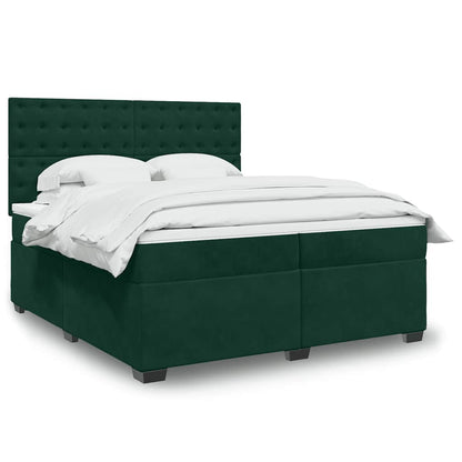 Giroletto a Molle con Materasso Verde Scuro 180x200 cm Velluto