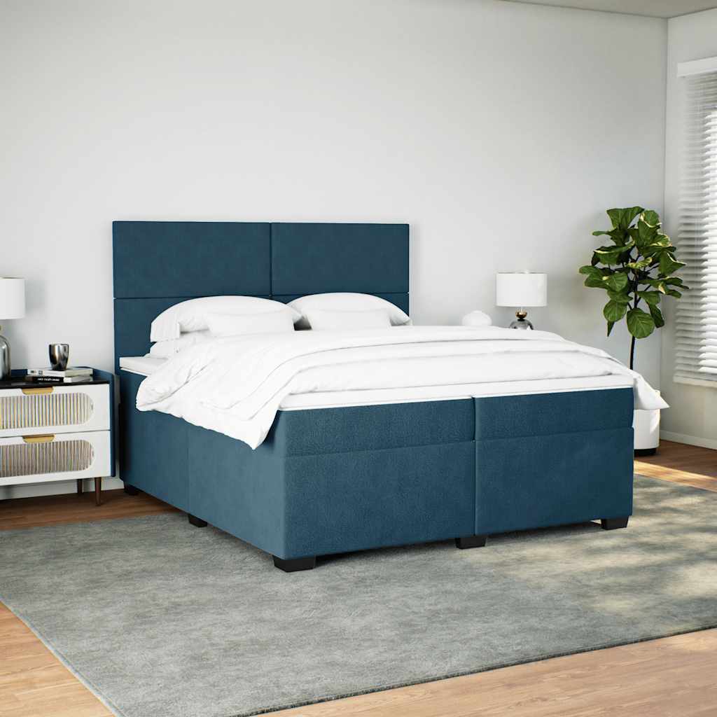 Giroletto a Molle con Materasso Blu 200x200 cm in Velluto