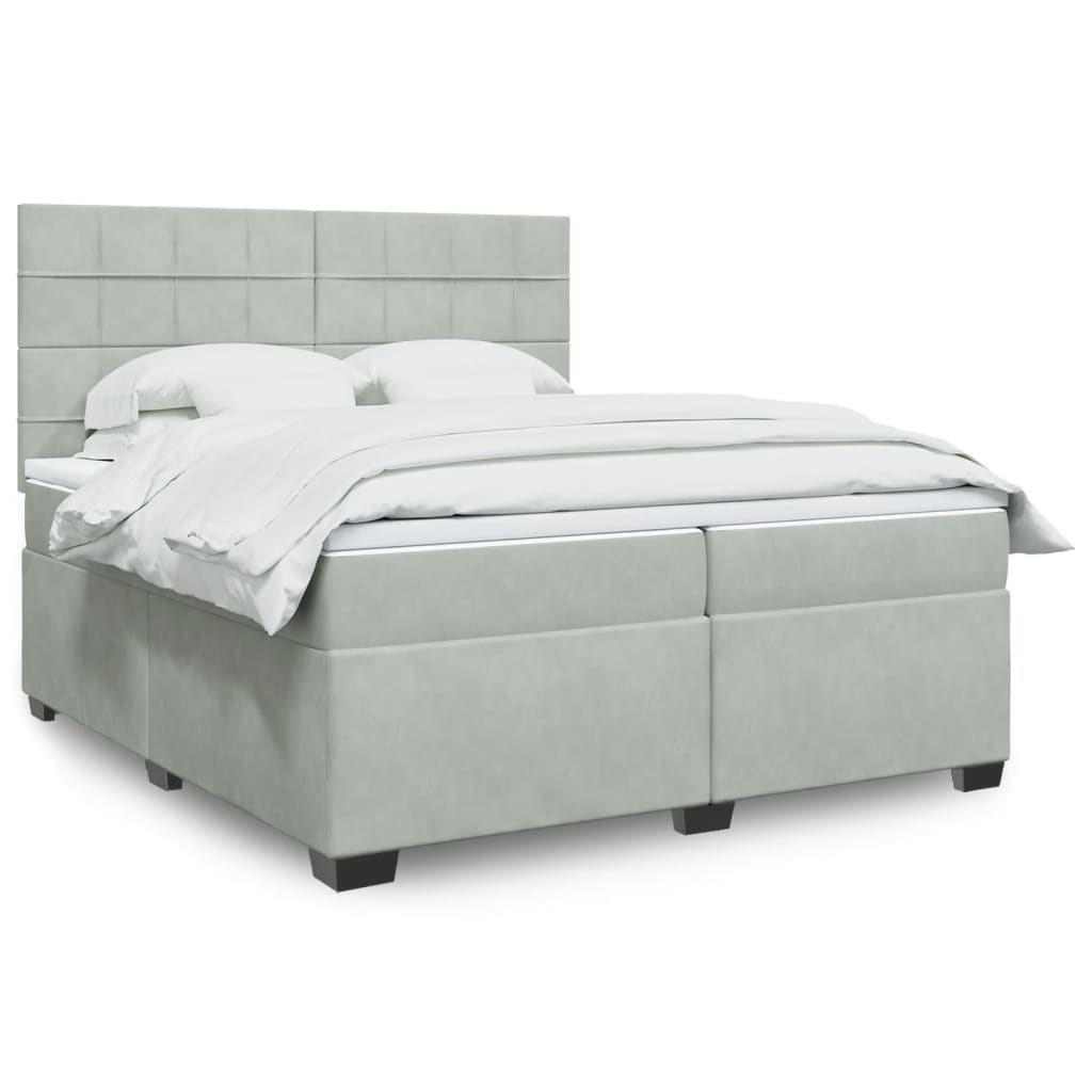Giroletto a Molle con Materasso Grigio Chiaro 200x200cm Velluto