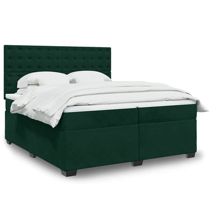Giroletto a Molle con Materasso Verde Scuro 200x200 cm Velluto