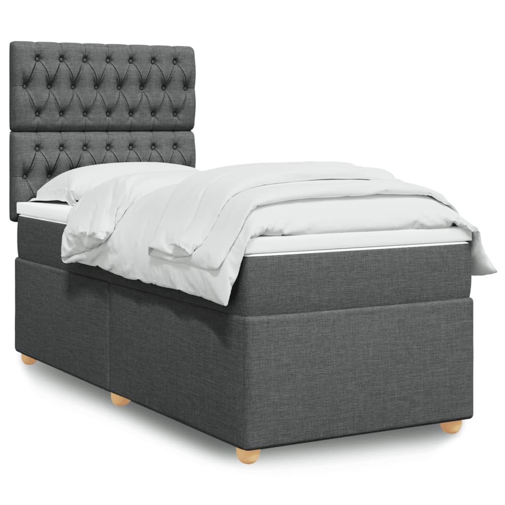 Giroletto a Molle con Materasso Grigio Scuro 90x190 cm Tessuto