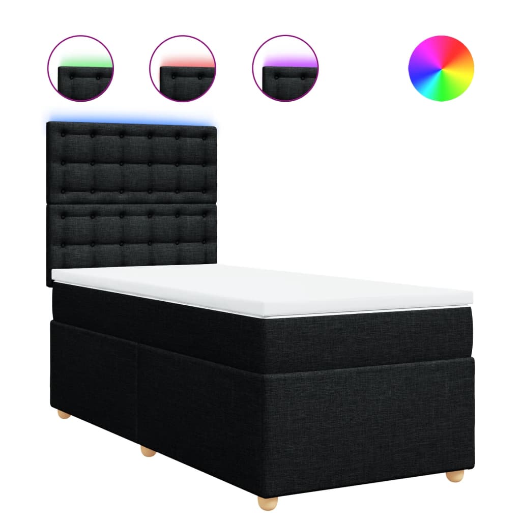 Giroletto a Molle con Materasso Nero 90x190 cm in Tessuto