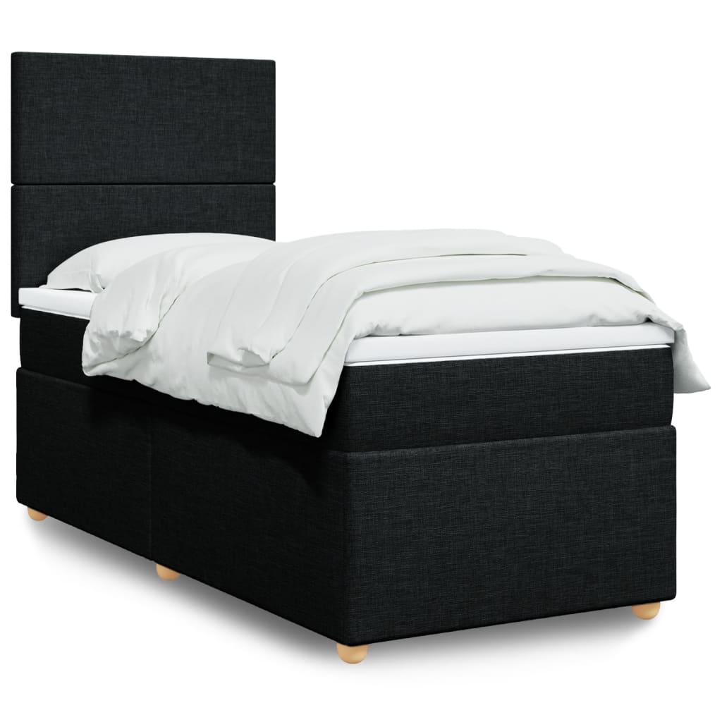 Giroletto a Molle con Materasso Nero 90x200 cm in Tessuto