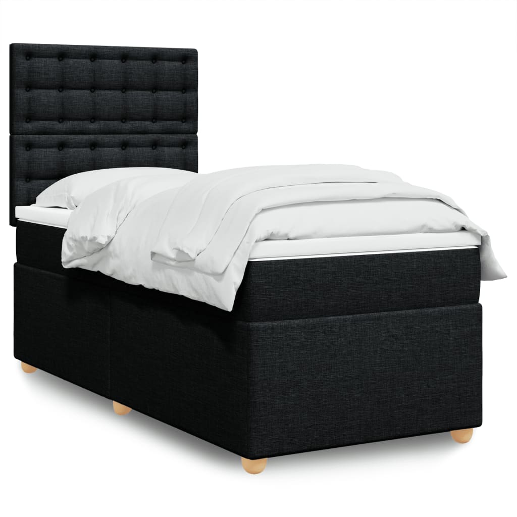 Giroletto a Molle con Materasso Nero 90x200 cm in Tessuto