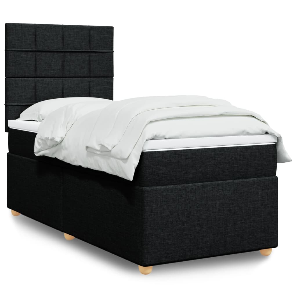 Giroletto a Molle con Materasso Nero 100x200 cm in Tessuto