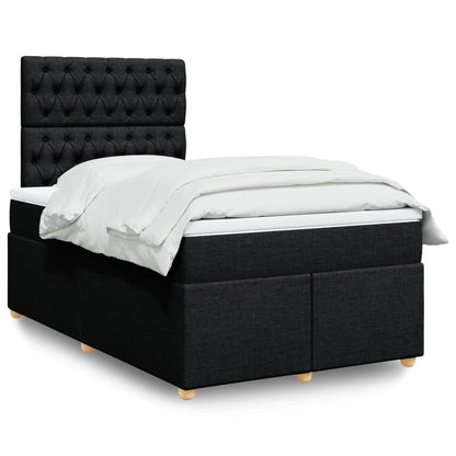 Giroletto a Molle con Materasso Nero 120x200 cm in Tessuto