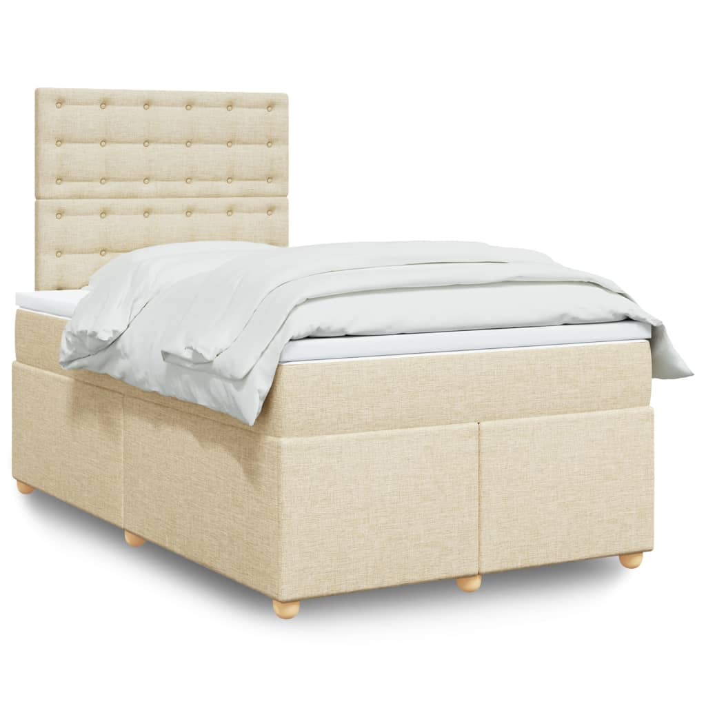 Giroletto a Molle con Materasso Crema 120x200 cm in Tessuto