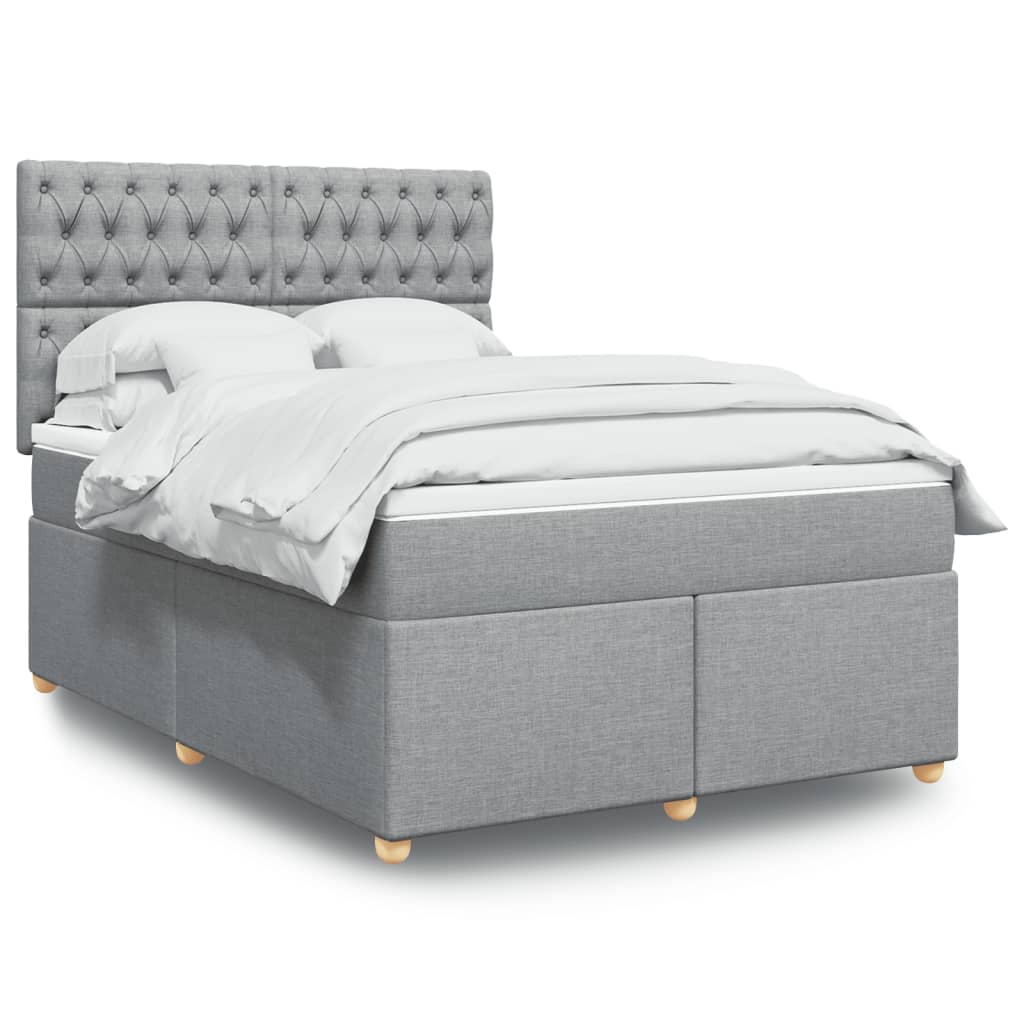 Giroletto a Molle con Materasso Grigio Chiaro 140x190cm Tessuto