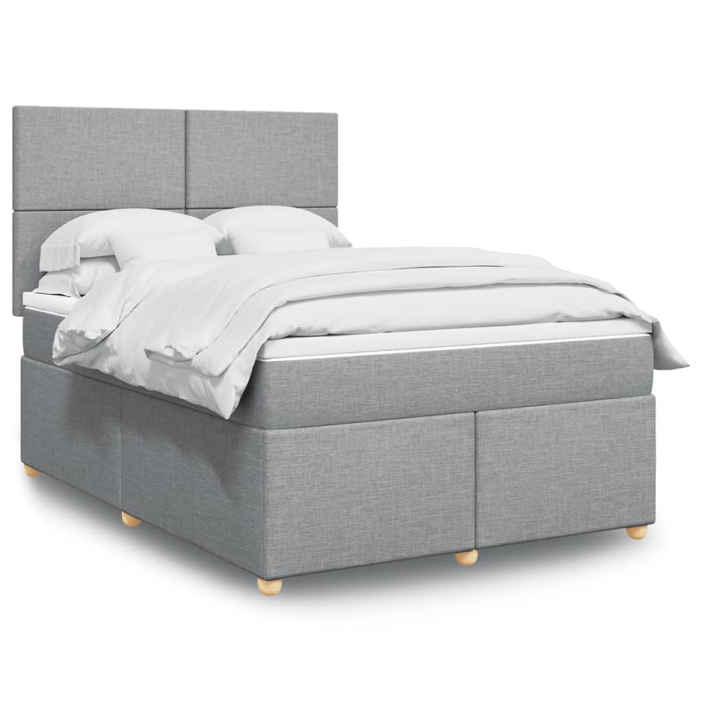 Giroletto a Molle con Materasso Grigio Chiaro 140x200cm Tessuto