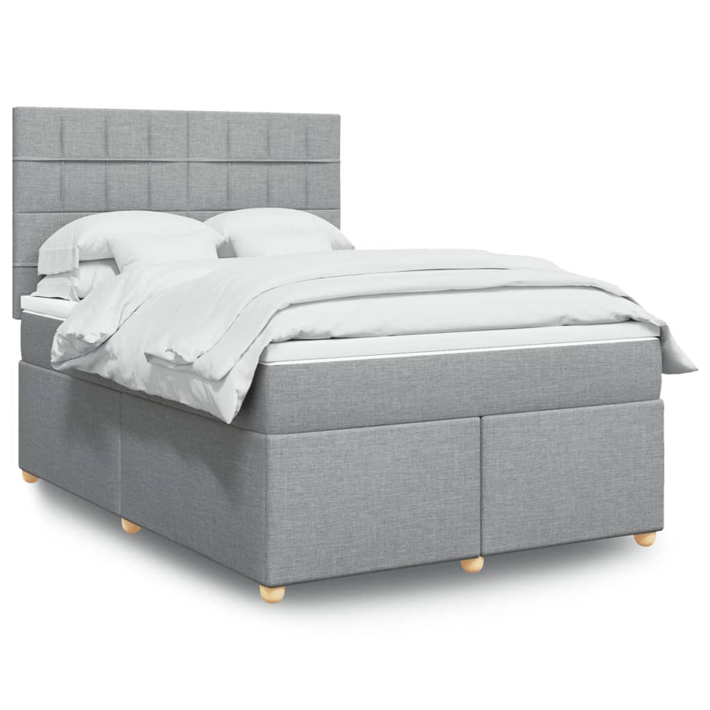 Giroletto a Molle con Materasso Grigio Chiaro 140x200cm Tessuto