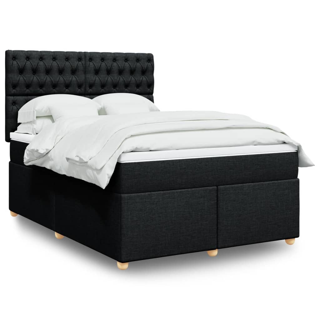 Giroletto a Molle con Materasso Nero 140x200 cm in Tessuto