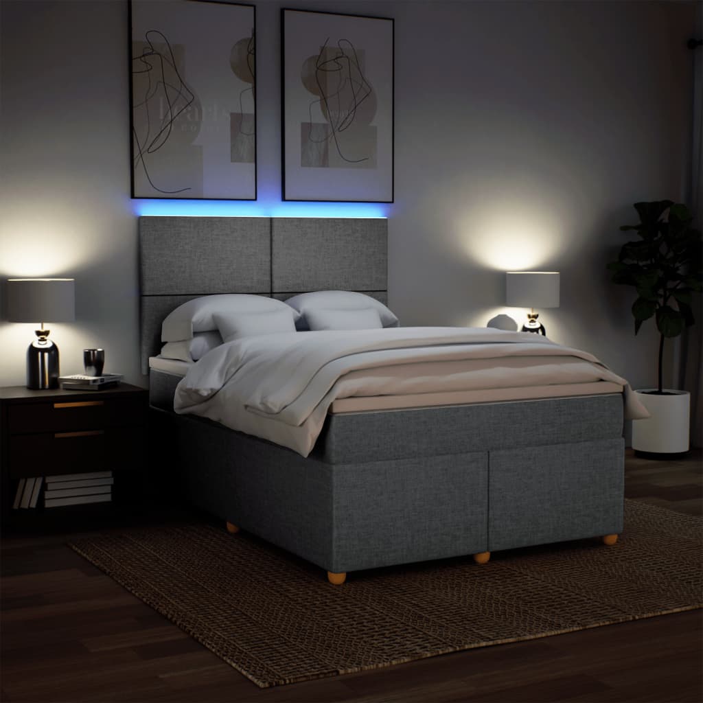 Giroletto a Molle con Materasso Grigio Chiaro 160x200cm Tessuto