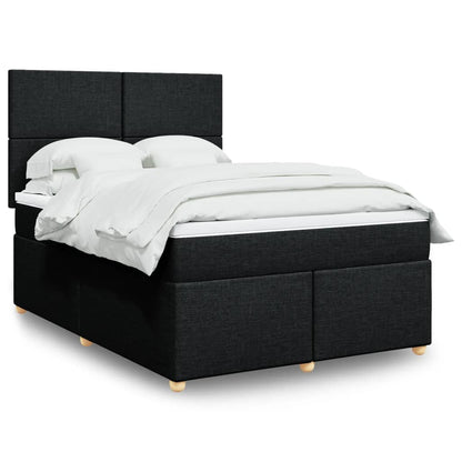 Giroletto a Molle con Materasso Nero 160x200 cm in Tessuto