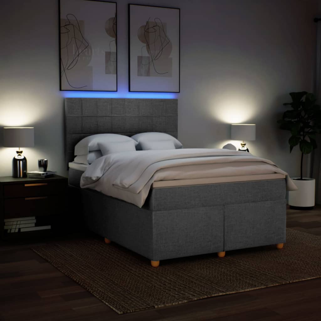 Giroletto a Molle con Materasso Grigio Chiaro 160x200cm Tessuto