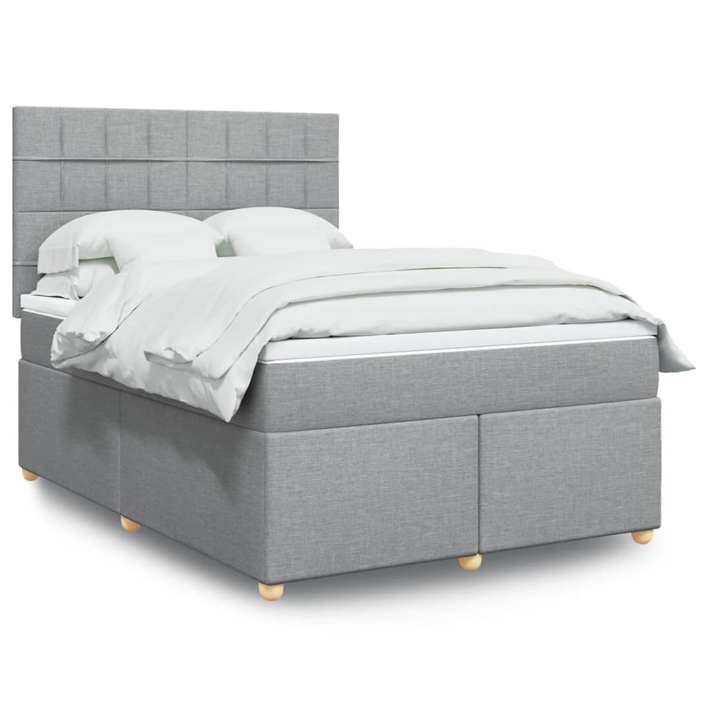 Giroletto a Molle con Materasso Grigio Chiaro 160x200cm Tessuto