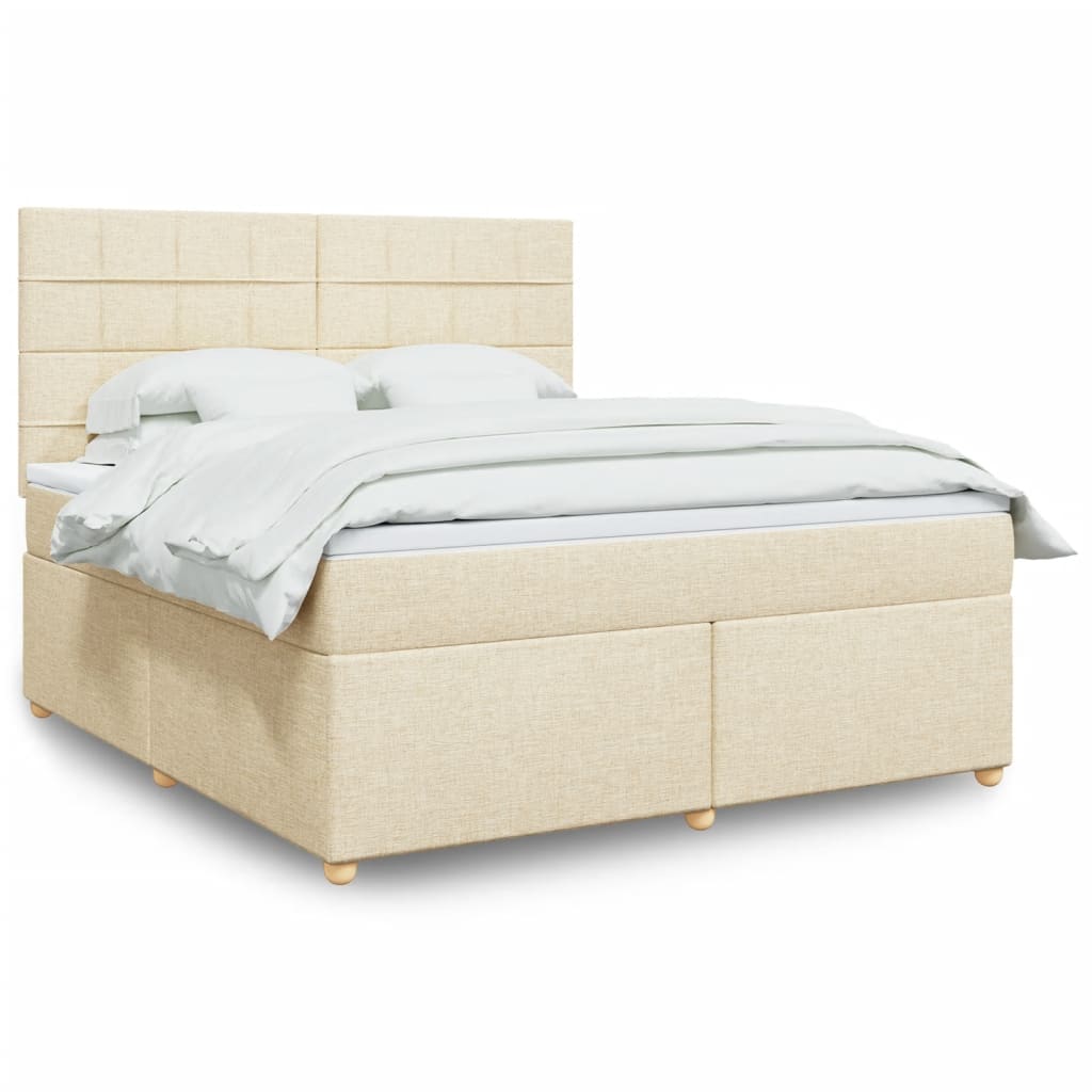 Giroletto a Molle con Materasso Crema 180x200 cm in Tessuto