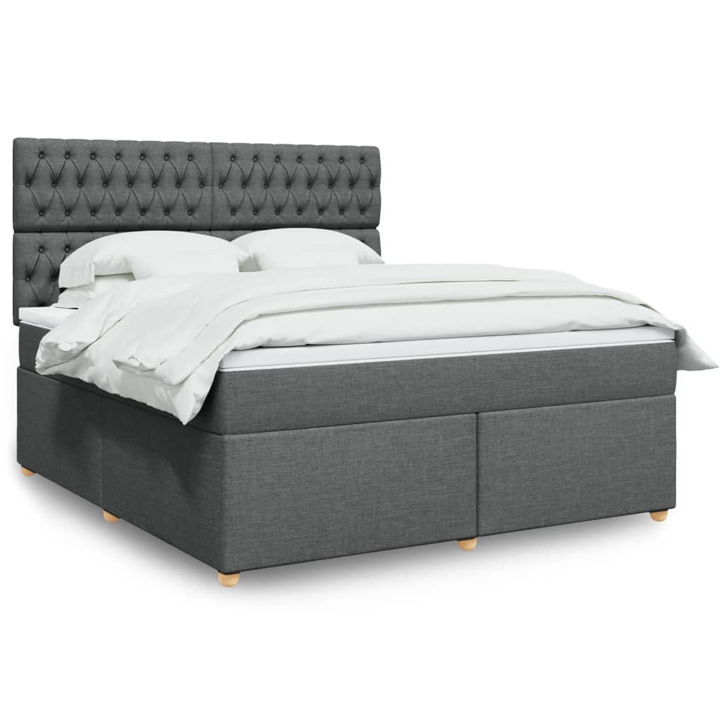 Giroletto a Molle con Materasso Grigio Scuro 180x200 cm Tessuto