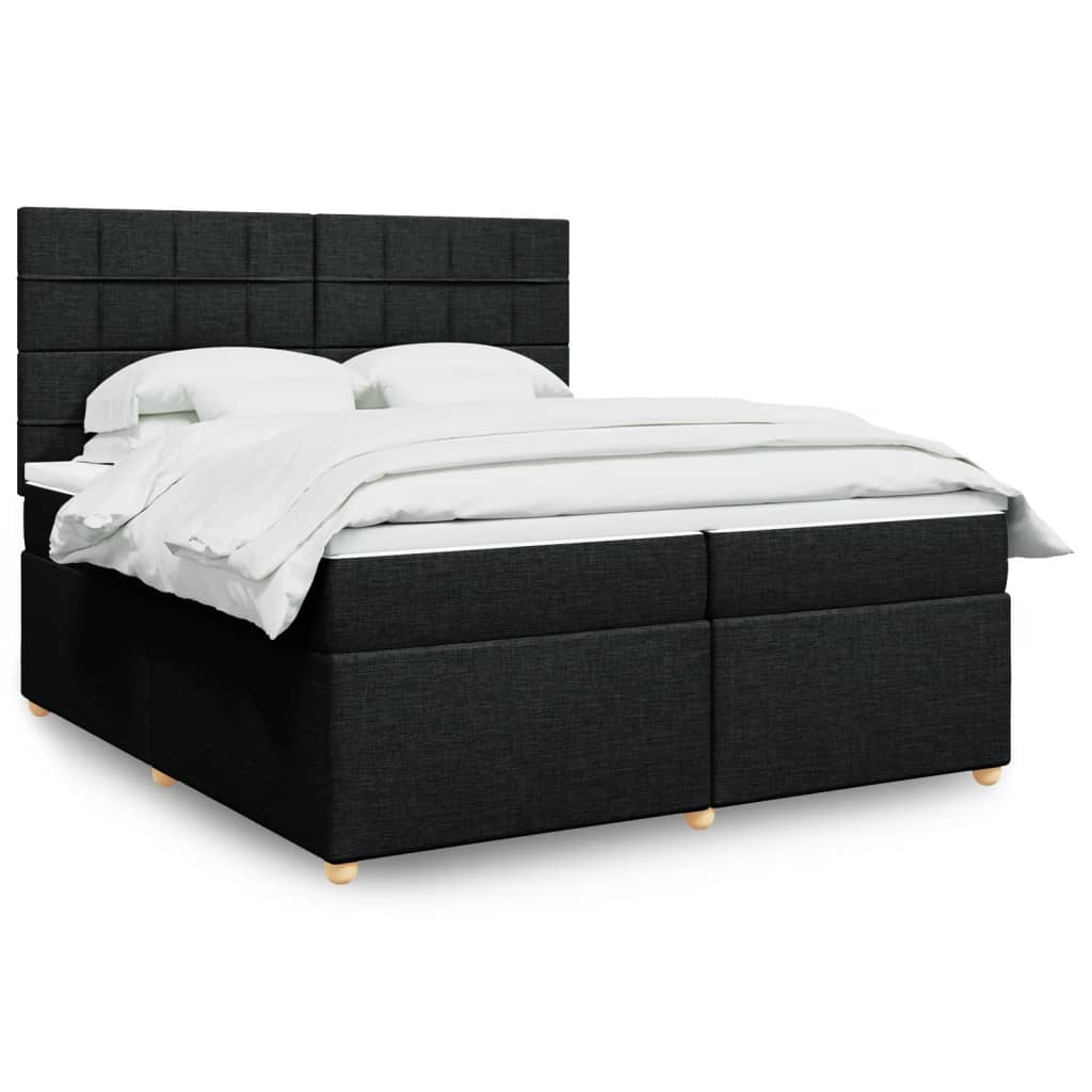Giroletto a Molle con Materasso Nero 200x200 cm in Tessuto
