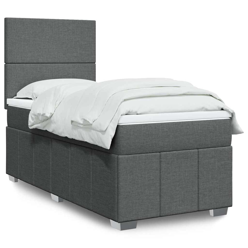 Giroletto a Molle con Materasso Grigio Scuro 80x200 cm Tessuto