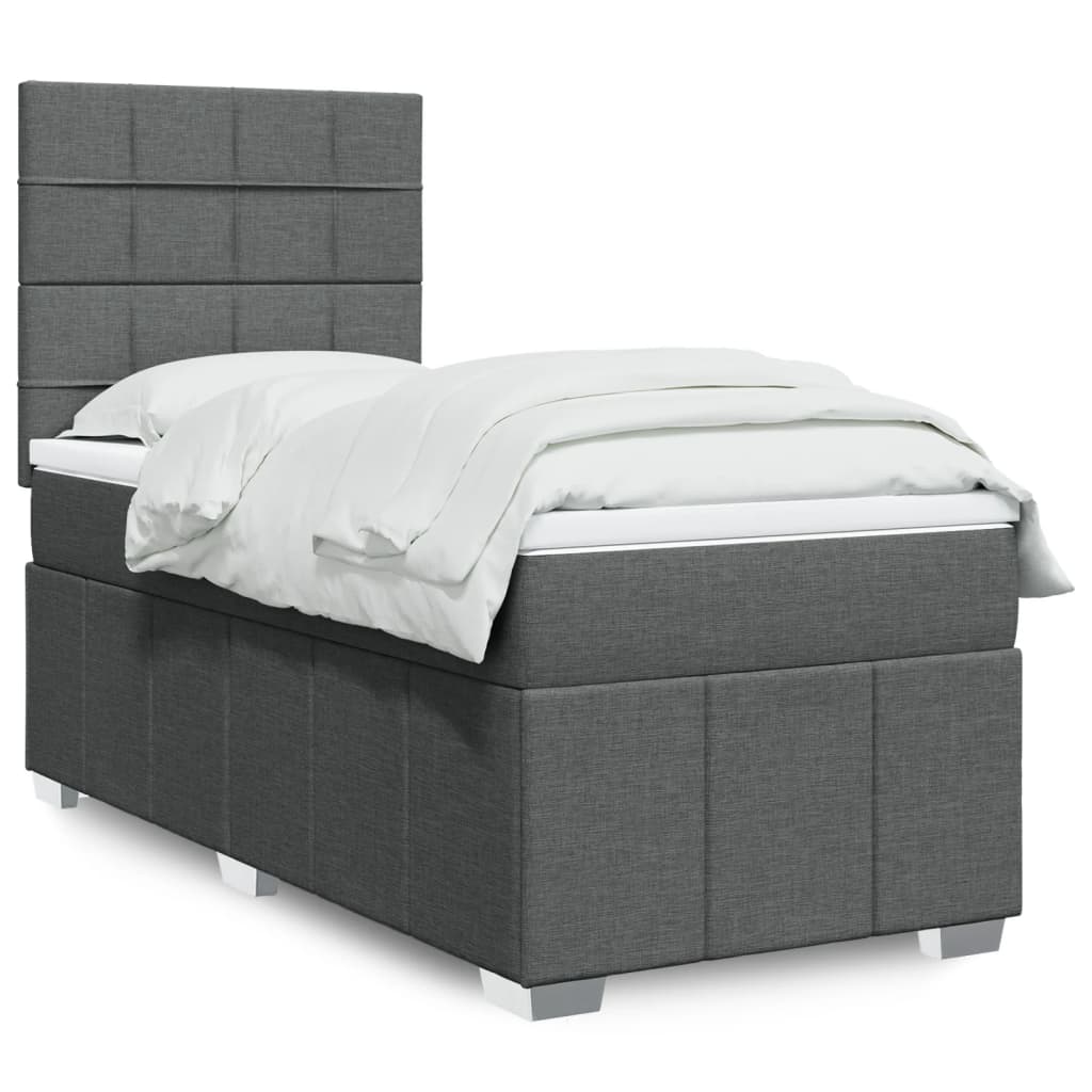 Giroletto a Molle con Materasso Grigio Scuro 100x200 cm Tessuto