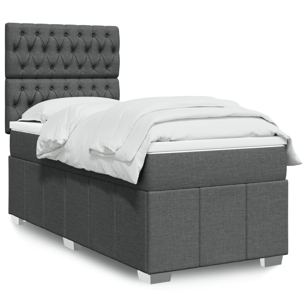 Giroletto a Molle con Materasso Grigio Scuro 100x200 cm Tessuto
