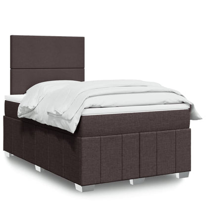 Giroletto a Molle con Materasso Marrone Scuro 120x190cm Tessuto