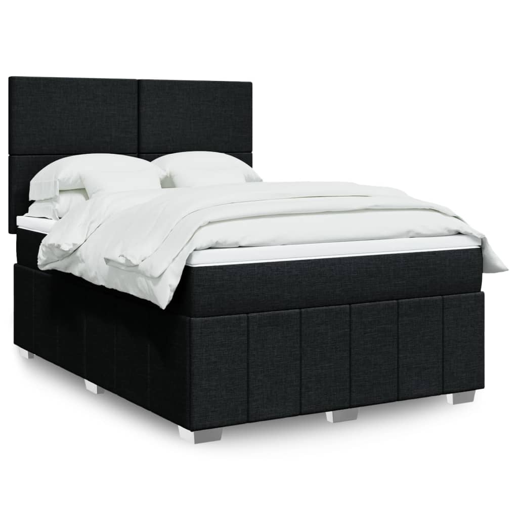 Giroletto a Molle con Materasso Nero 140x200 cm in Tessuto