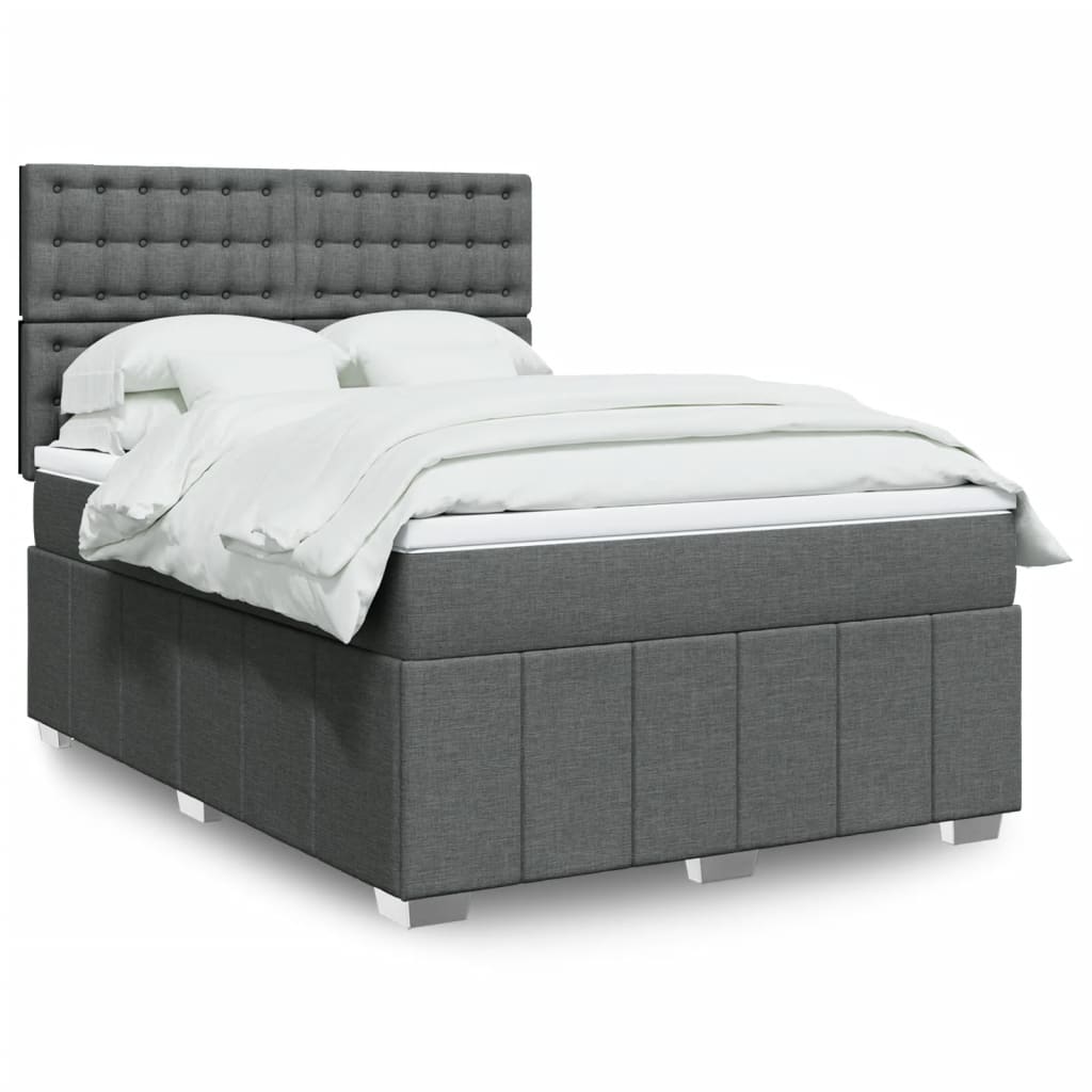 Giroletto a Molle con Materasso Grigio Scuro 140x200cm Tessuto