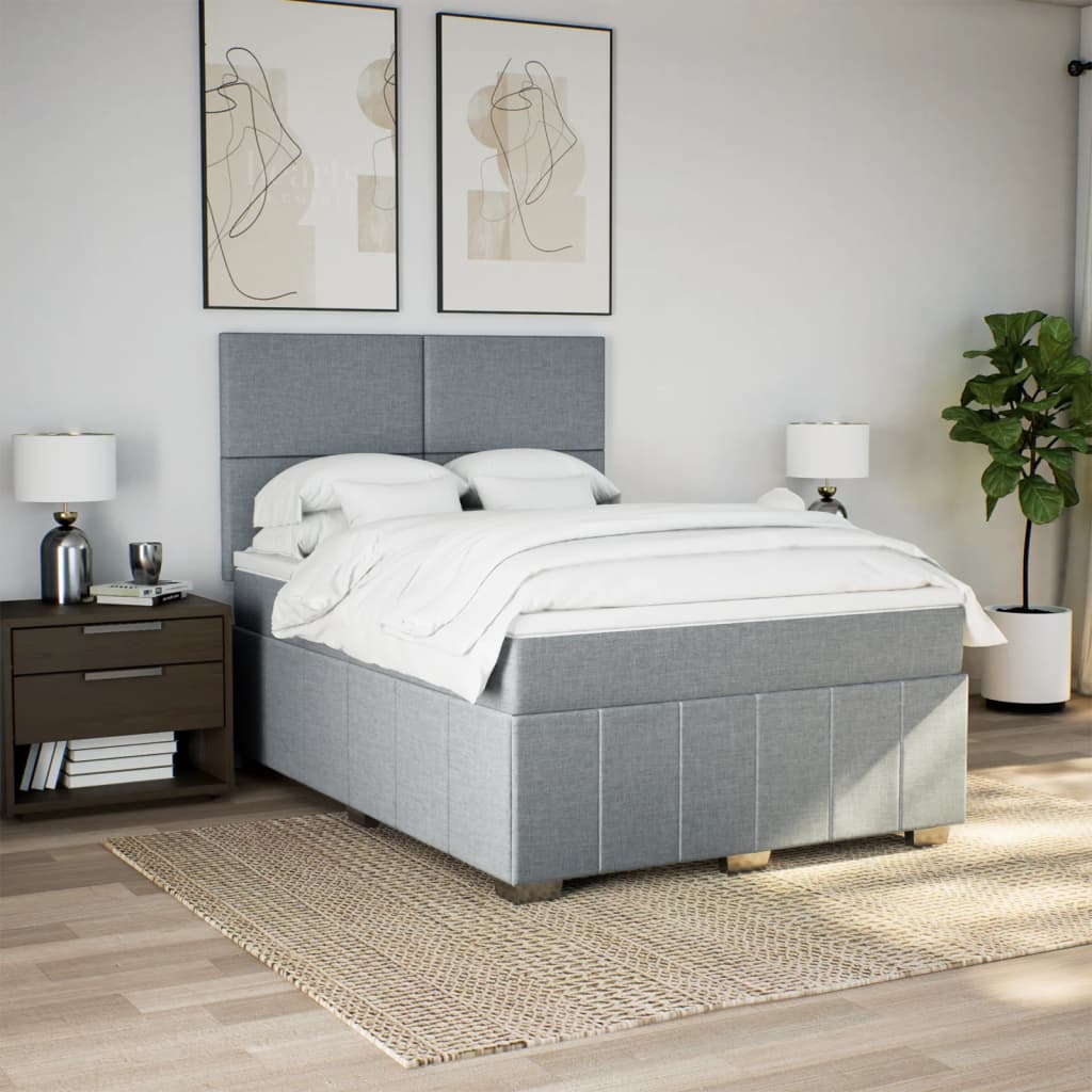 Giroletto a Molle con Materasso Grigio Chiaro 160x200cm Tessuto