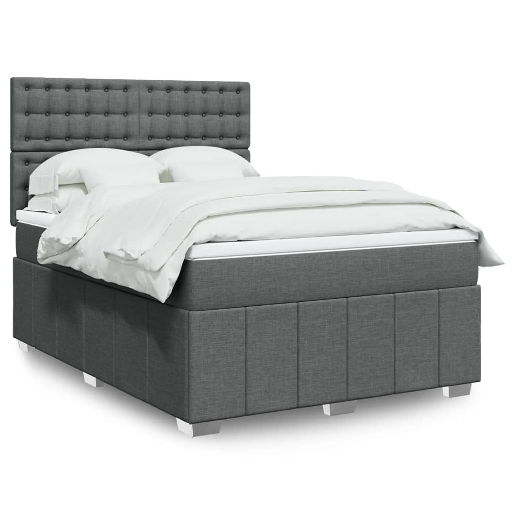 Giroletto a Molle con Materasso Grigio Scuro 160x200 cm Tessuto
