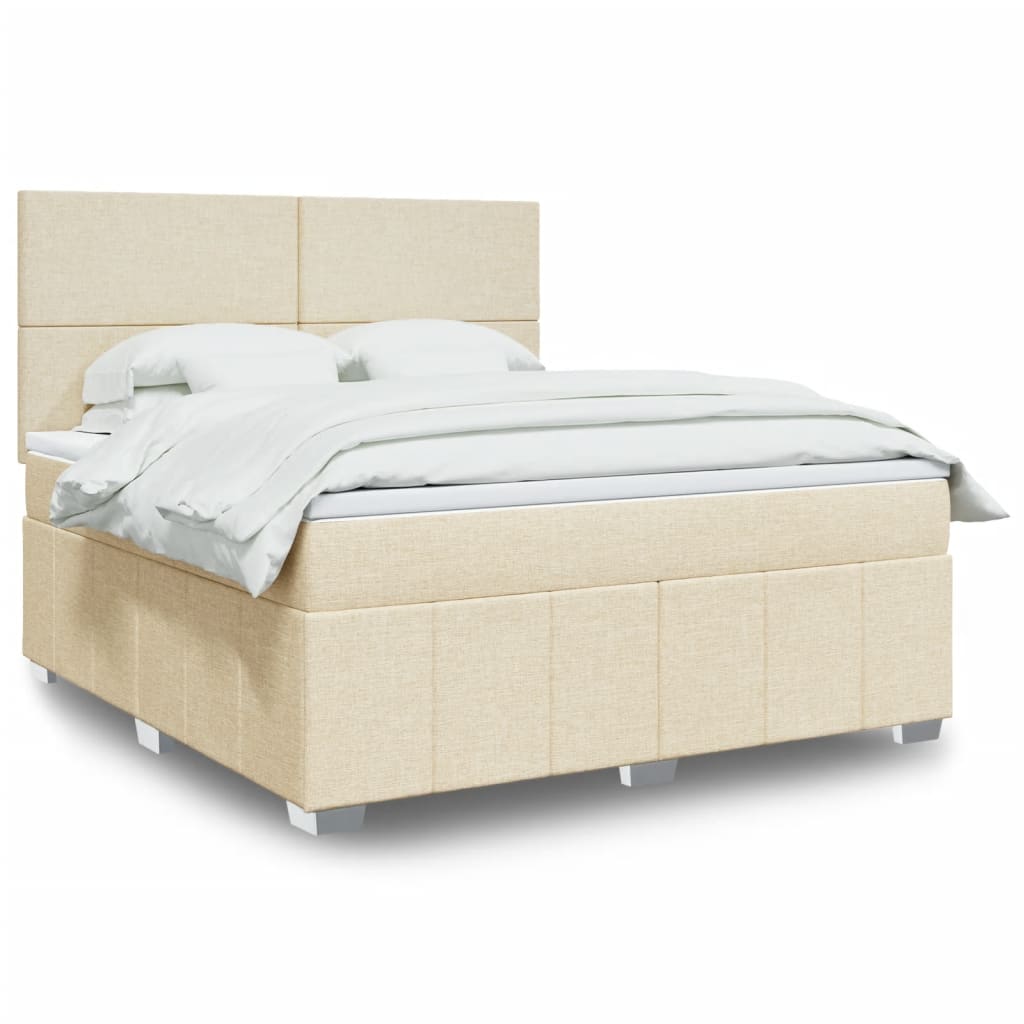 Giroletto a Molle con Materasso Crema 180x200 cm in Tessuto