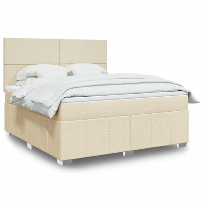 Giroletto a Molle con Materasso Crema 180x200 cm in Tessuto